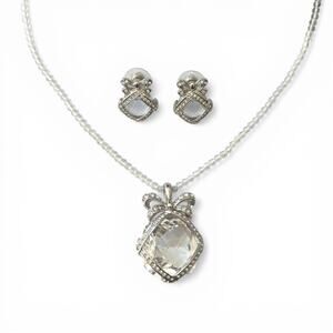 Vintage Y2K Swarovski Millennium Rhodium Crystal Necklace & Earrings Set